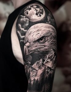 realistic eagle tattoo black and gray expert in madrid
