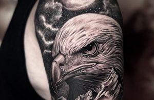 realistic eagle tattoo black and gray expert in madrid