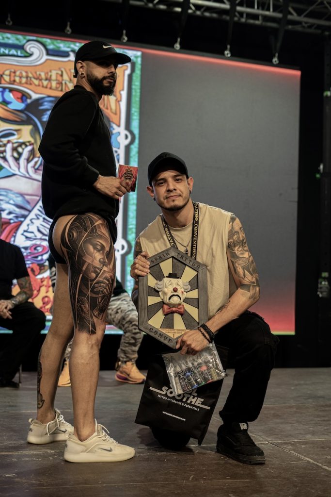Juanjo Art Tattoo receiving recognition for Black and Grey at Alicante Tattoo Convention 2026